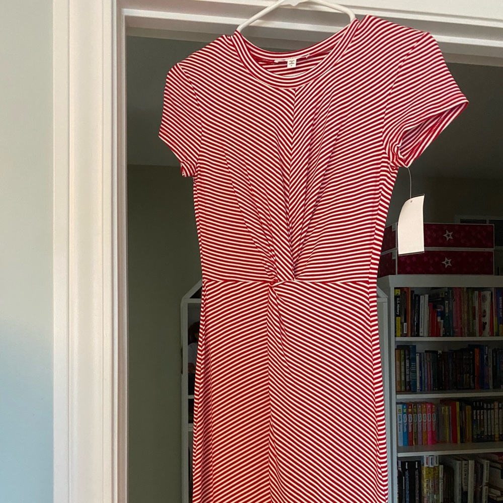 Red and White Striped Comfortable T Shirt Dress